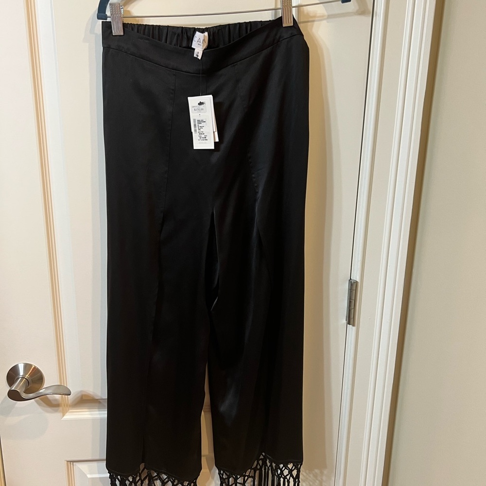 NWT Cami NYC black silk fringe pants size small 2/4 - Picture 11 of 15